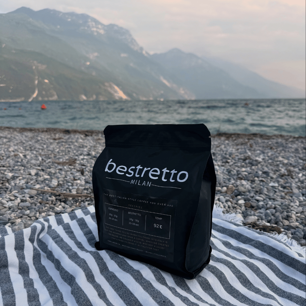 Bestretto Szemes Kávé, 100% arabica olasz espresso, szemes kávé csomagolás