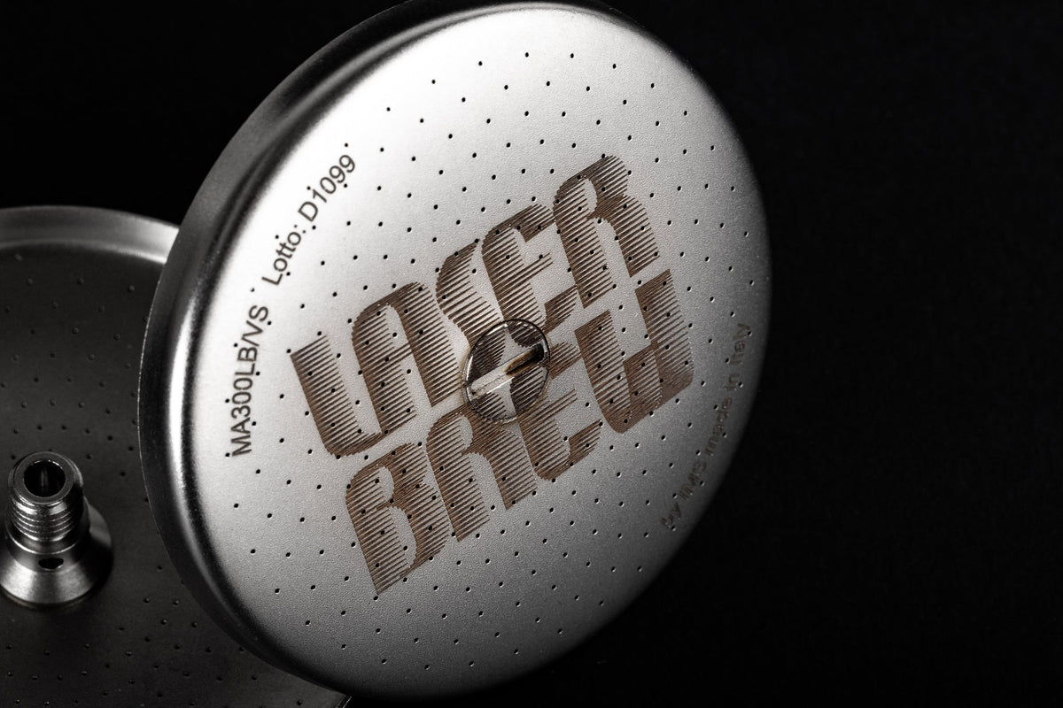 IMS Laser Brew La Marzocco shower screen with integrated screw, laser-engraved face