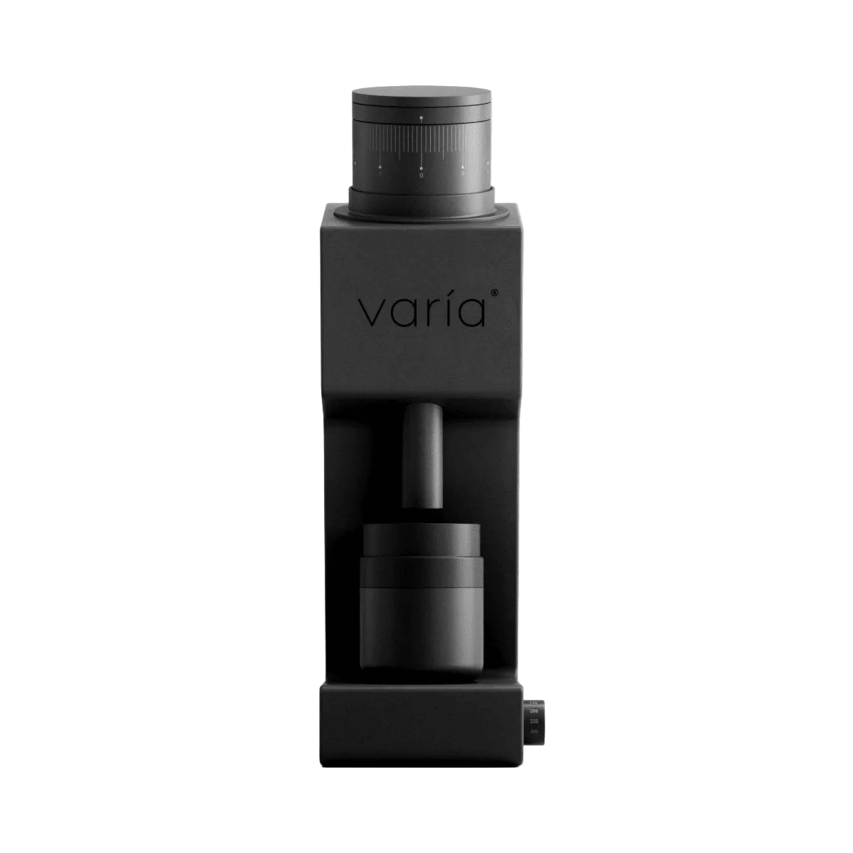 Varia VS4 single-dose coffee grinder in black, front view